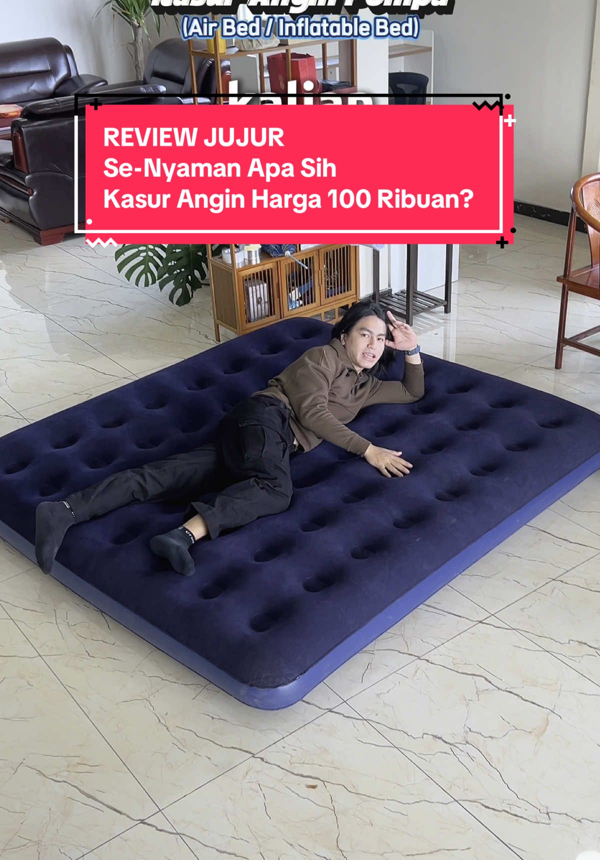 Membalas @axsensi0 Review Jujur Kasur Angin harga 100 ribuan.✨ Fyi, kasur angin pompa dari speeds ini memiliki tekstur yang empuk, sehingga sangat nyaman untuk digunakan sebagai kasur tidur. Untuk penggunaannya juga praktis, kasur ini bisa kamu pompa menggunakan pompa listrik/pompa tangan, sehingga bisa dengan mudah untuk kamu gunakan dimana saja. Untuk pilihan ukurannya juga bervariasi. Ada ukuran kasur single, kasur 2 orang, kasur 3 orang, hingga 4 orang. Nanti Buat yang mau punya kasur angin super empuk kayak gini juga, Kalian bisa check out kasur angin pompa speeds di keranjang kuning! *harga kasur bisa berubah tergantung promo yang berlaku. #kasurangin #kasur #kasurempuk #kasuranginpompa #kasuranginmurah #kasuranginmobil #airbed #inflatablebed #kasurmurah #kasurtidur #kasurnyaman #rafiz 
