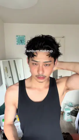 日焼け風メイク🥵☀️ #menmakeup #grwm #sunburnmakeup #メンズメイク #日焼け