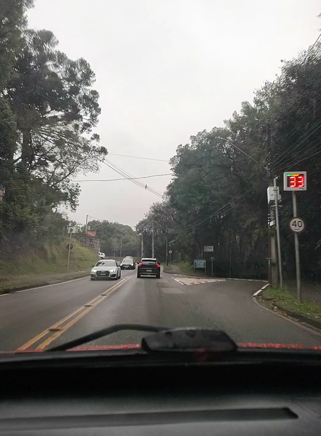 Por Curitiba #curitiba #pinheiros #arvores #foryoupage #frio #Dirigindo #estrada #carros #ceu 