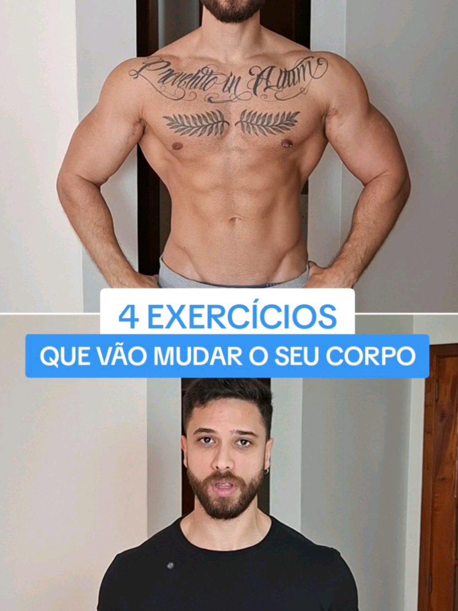 04 Exercícios que vão mudar o seu corpo #treinoemcasa #treinocomelastico #hipertrofia #flexao #barrafixa #barra #agachamento ##agachamentoemcasa #levantamentoterra 