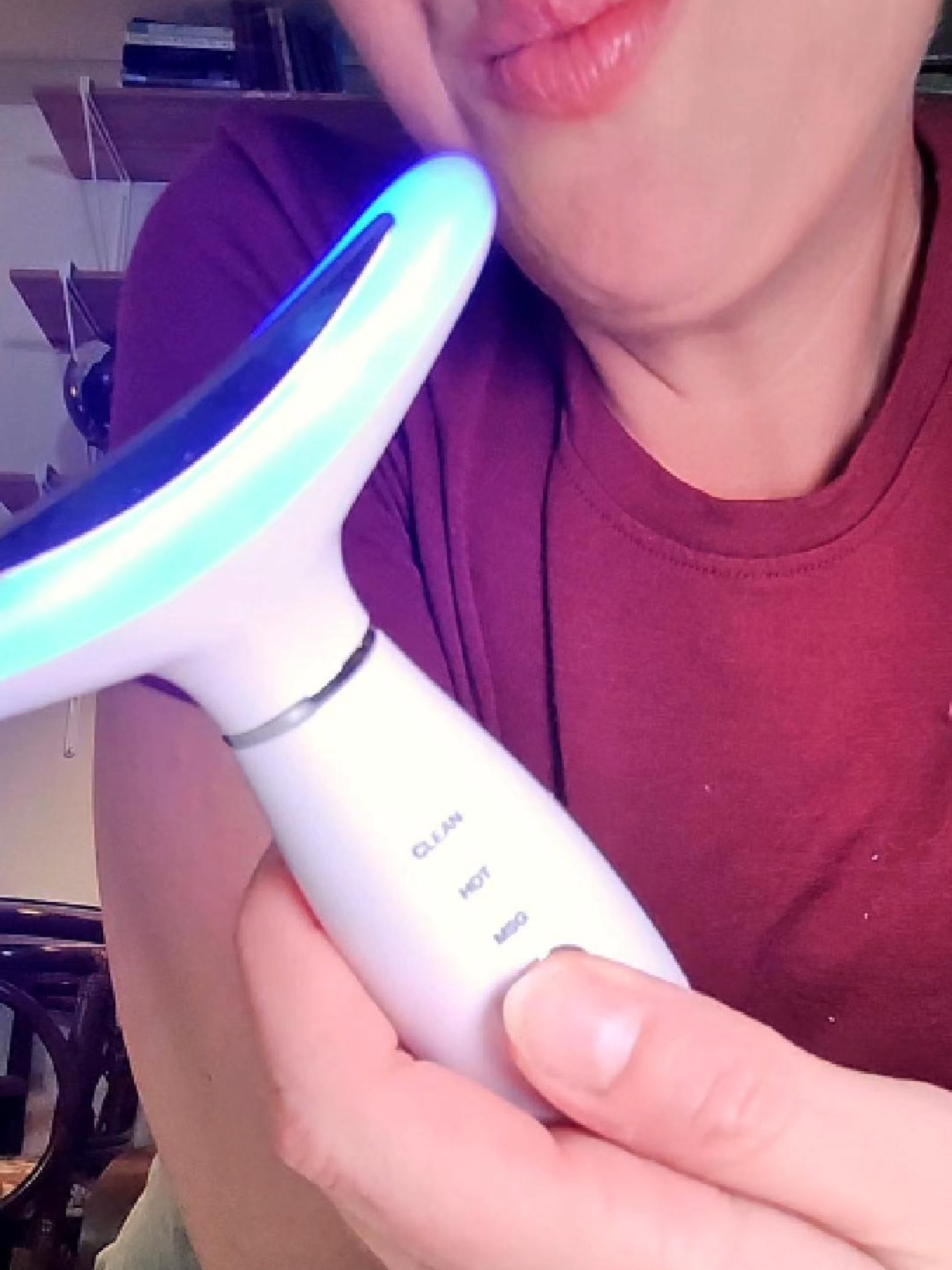 The heat, light, and vibration in this LED facial massager does more than treat your skin, help skincare products absorb, and reshape your jawline. It also calms your nervous system and moves lymph out. One of the few 
