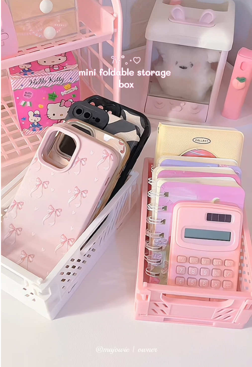 cute mini organizer🎀 #storagebox #foldablestoragebox #deskorganizer #fyp #pink #organizer #cutestuff 