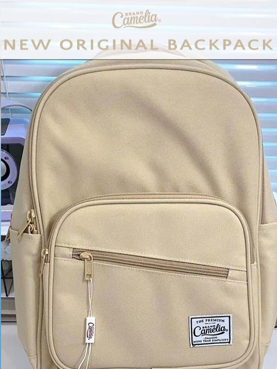 Chiếc balo New Original Backpack màu be vừa xinh vừa kháng thấm nước hiệu quả, item đắc lực cho năm học mới nè cả nhà #camelia #cameliabrand #backpack #balo