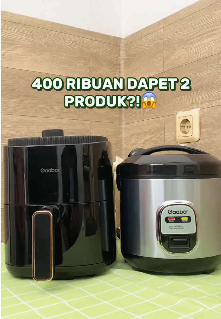 Dua produk fungsional untuk dapur minimalis😍✨ Rice cooker 1L + free air fryer 3.5L, cukup untuk kebutuhan harian keluarga kecil. Desain simple, fungsi maksimal. Promo terbatas, hanya di Tokopediashop Home‼️ #TokopediaShopHome #Gaabor #PeralatanDapur #PromoDapur #RiceCookerMinimalis #AirFryerHemat #DapurModern #PromoTokopedia #ComboHemat #HomeCooking #RiceCooker #AirFryer #DapurPraktis