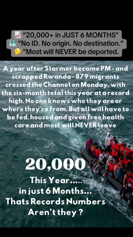 1 year after the Rwanda plan was scrapped… the UK hits a record: 879 illegal crossings in a single day. Over 20,000 this year  and counting.  Borders wide open. Services stretched. Still no answers. 🇬🇧 #UKNews #BreakingUK #ChannelCrisis #MigrationUK #RwandaPolicy #BorderControl #UKPolitics #KeirStarmer #TikTokNews #viral #fyp