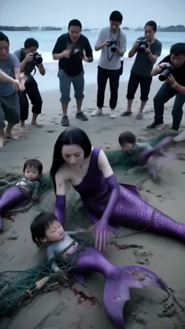 The mermaid mother feeling extremely scared took her baby to the sea #mermaid 