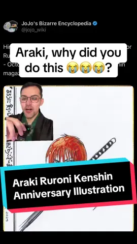Araki illustration for the Ruroni Kenshin anniversary… it sucks, but that’s a good thing. Hope he’s never (seemingly) forced to do this again. #hirohikoaraki #araki #jojo #jojos #anime #jojosbizarreadventure #manga 