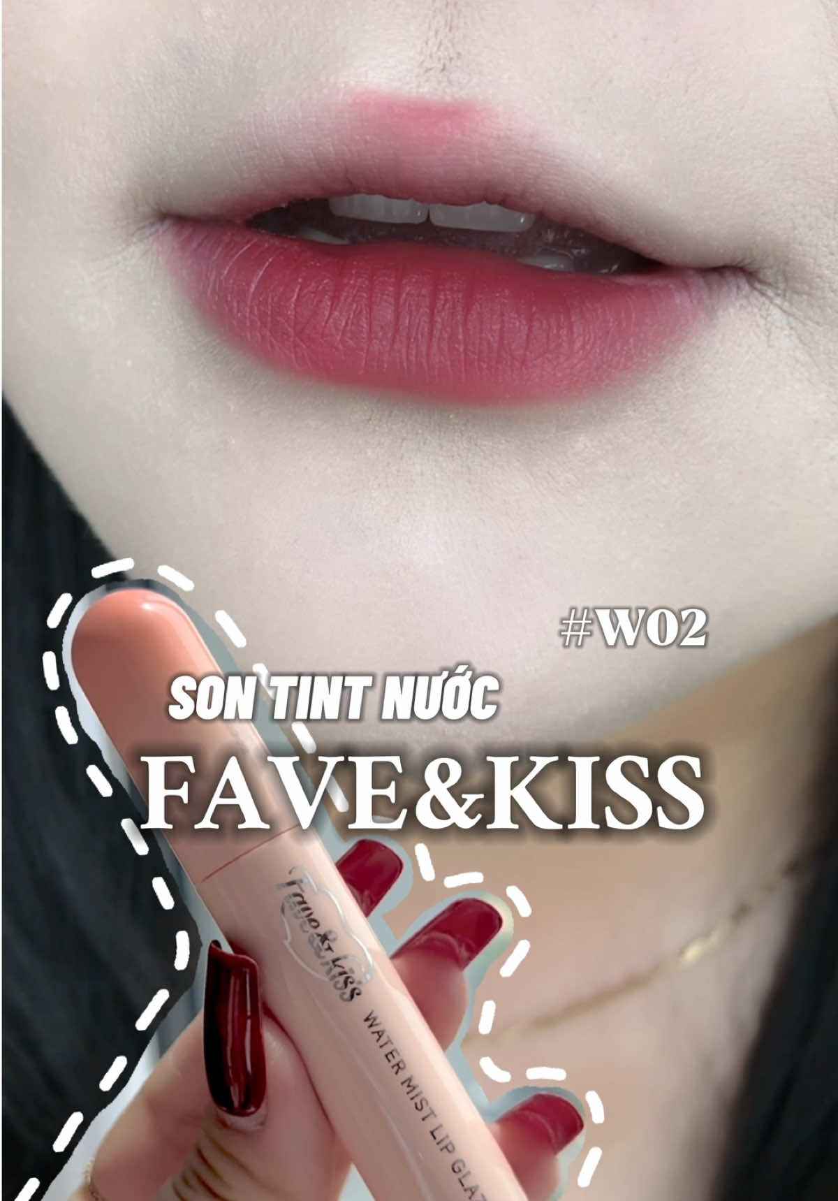 W02 son tint nước nhà Fave&kiss nè #review #sooahreview #reviewlamdep #xuhuonglamdep #reviewson #son #swatchson #favekiss 