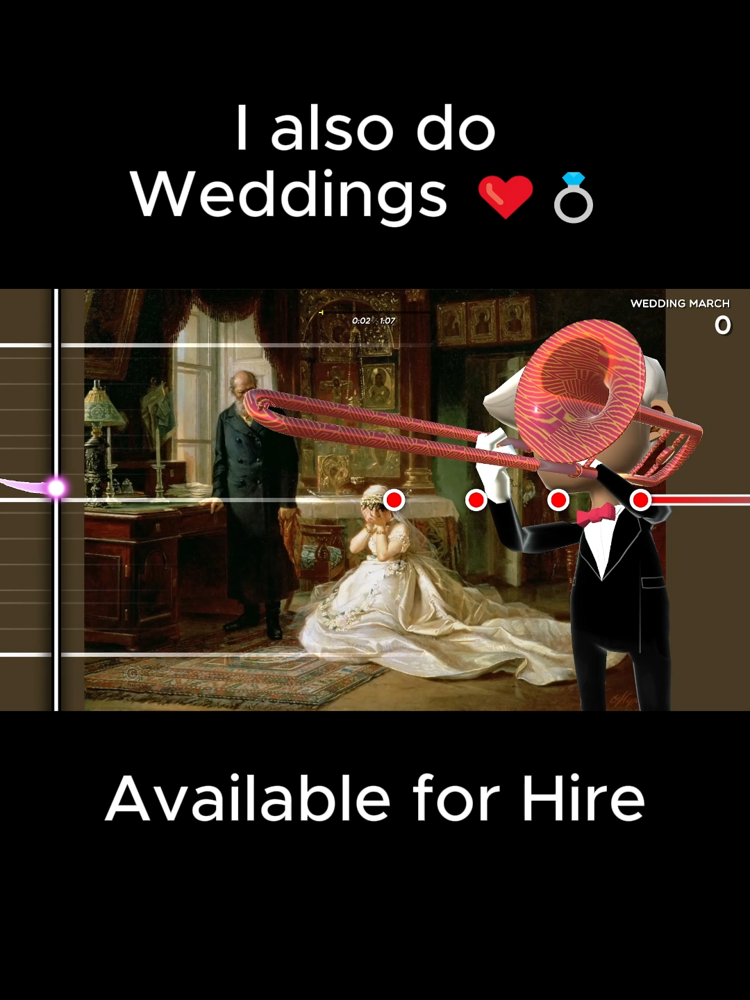 I hope she's not crying because of what she's hearing.... (Wedding song in Trombone Champ) #gaming #trombone #trombonechamp #classicalmusic #weddingday #marriage #beethoven #mozart