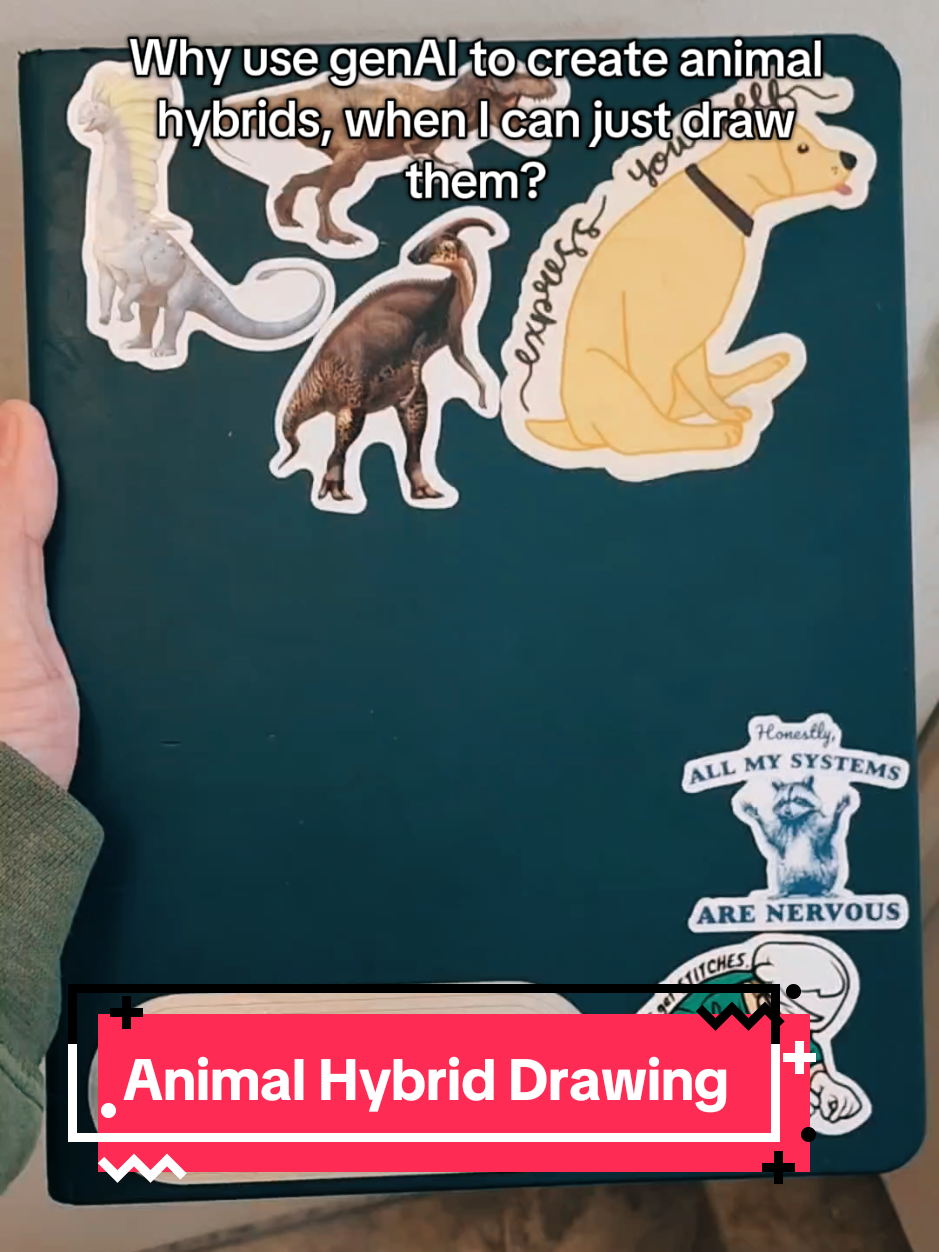 What animals should I combine next? An extremely fun drawing exercise inspired by my collection of creature design books and my general dislike of genAI 😁😂 #arttok #artistsoftiktok #artistsagainstai #creature #hybrid #tiger #mongoose #woodpecker #fyp #digitalart #originalart 