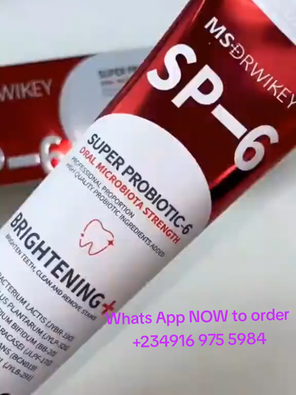 Whats App NOW to order +234916 975 5984 🚨 Say Goodbye to Bad Breath & Cavities! ✨ Super Probiotic Toothpaste = Healthy Gums, Fresh Breath, Brighter Smile! 🌿 Natural. Powerful. Dentist-Approved. 👉 Try it today & FEEL the difference in 7 days! #ProbioticToothpaste #OralCare #TeethWhitening #FreshBreath #HealthySmile #DentalCare #NaturalToothpaste #VeganToothpaste #TikTokMadeMeBuyIt #SmileCare #CavityFree #OralHealth  #ToothpasteHack #LagosMainland #Lagoslsland  #LagosNigeria #Abuja #BeninCity #portHacourt  #Asaba #Fyp #ViralContent 