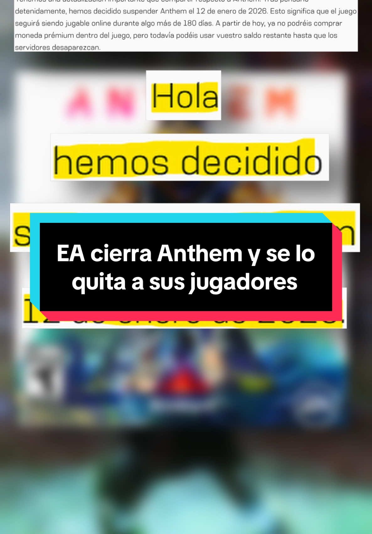 Pues si a esas vamos voy por mi sombrero y parche #ea #anthem #videojuegos  EA cerrará Anthem