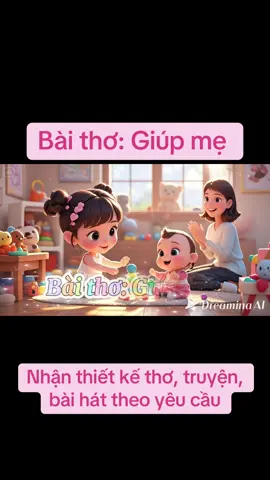 Bài thơ: Giúp mẹ  #CogiaoLily🌸 #AI #xuhuong #xuhuongtiktok #hoathinh3D #thocungbe #giaoducsom #baby #babylove 