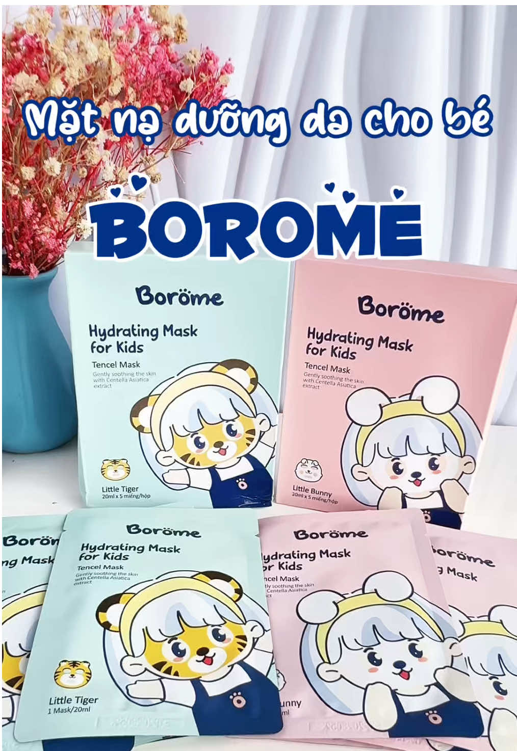 Mua 5 mặt nạ Thỏ Tặng 5 mặt nạ hổ, săn ngay để 2 mẹ con cùng nhau làm đẹp nhé #borome #boromevietnam  #matnaborome #matnachobe 