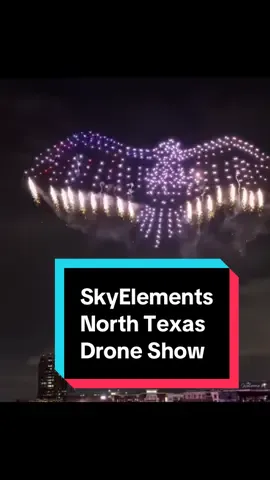 Sparks and Stripes Fireworks and Sky Elements Drone show over Las Colinas in Irving, Texas. 
