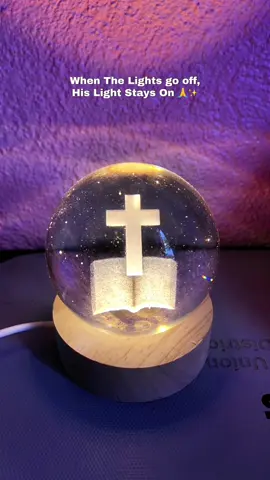 When The Lights go off, His Light Stays On 🙏✨ 3D Crystals Ball Night Lamp #3dlamp #bible #biblelamp #nightlamp #nightlampideas #creatorsearchinsights 