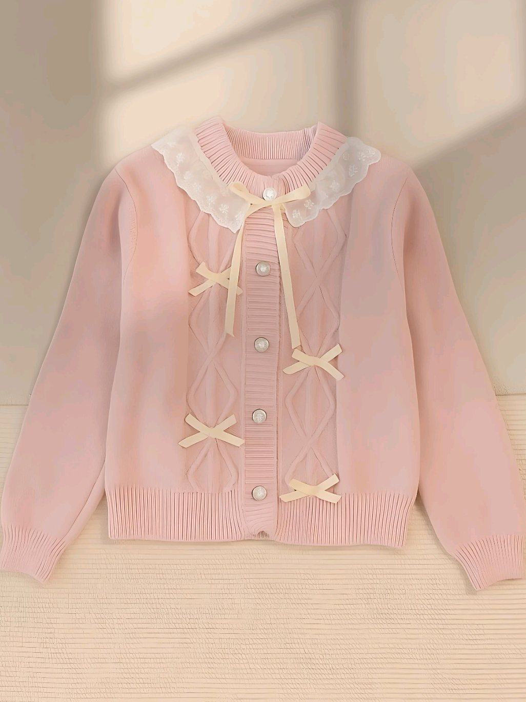 Cardigan Rajut Sisca Pita Imut Pastel Lembut Casual Knitwear Santai Panjang Tangan Kardigan Outer Kancing #cardigan #cardiganrajut #knitwear #kardigan #outer #fashion #ootdfashion #outfit #outfitideas #outfitinspo #promoguncang77 