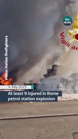 At least 9 injured in Rome petrol station explosion  #itv #itvnews #rome 