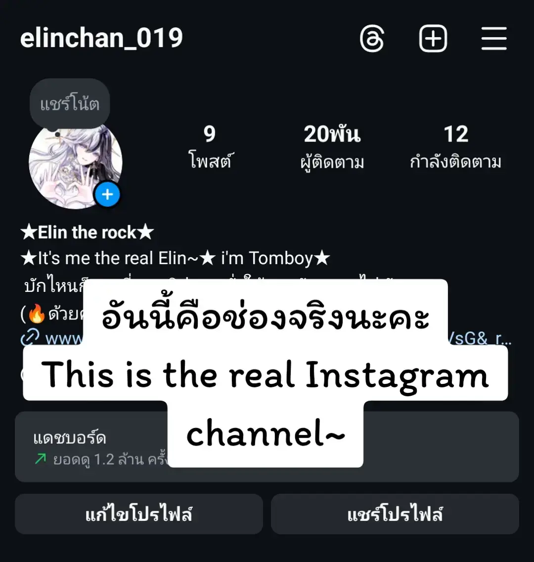 สำหรับคนที่ไม่รู้นะคะ ว่าช่องจริงคืออันไหน~ (For those who don't know)