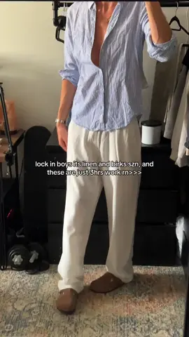put tht tech fleece away #summerfits #linen #linenpants #birkenstocks #oldmoney #fitinspo #summersale #tiktokmademebuyit #spotlight 