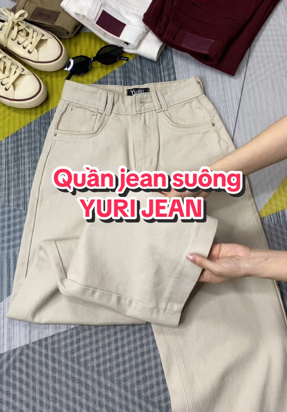 Quần jean suông nhà Yuri lên form đỉnh lắm ! Tone be siêu sang siêu hot #quanjeansuong #quansuong #quankakijean #quanjeanongsuong #quanjeanbasic  
