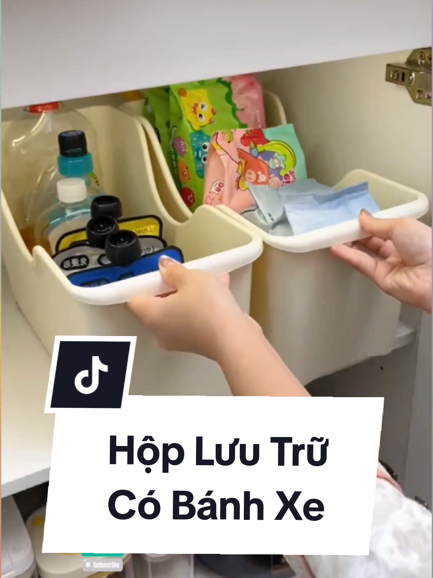 Hộp lưu trữ nhà bếp gọn gàng có bánh xe #xuhuong 