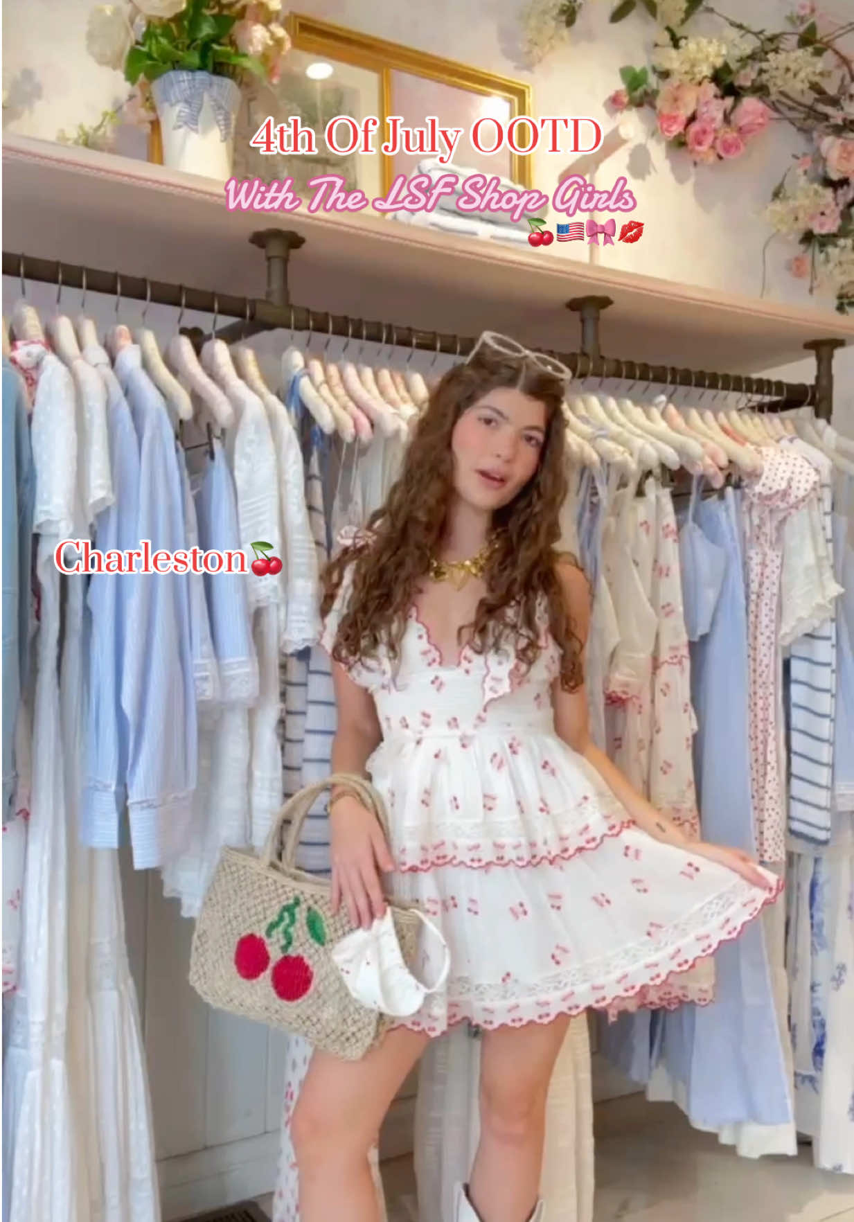 In our Americana Vibe🍒🇺🇸💋Here’s what our Loveshackfancy girls from across the country are wearing for the 4th of July❤️ #OOTD #outfitideas #july4thoutfits #july4th #4thofjuly #fashion #loveshackfancy #americana 