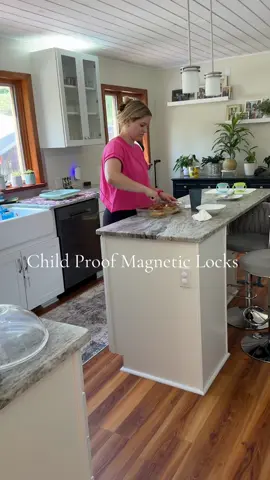 I tried so many different child proofing locks and these are by far my favorite ones!!  #childproofing #magneticlocks #cabinetlocks #parenting #locks #magnetic #momfinds #momtok #toddlermom #safety 