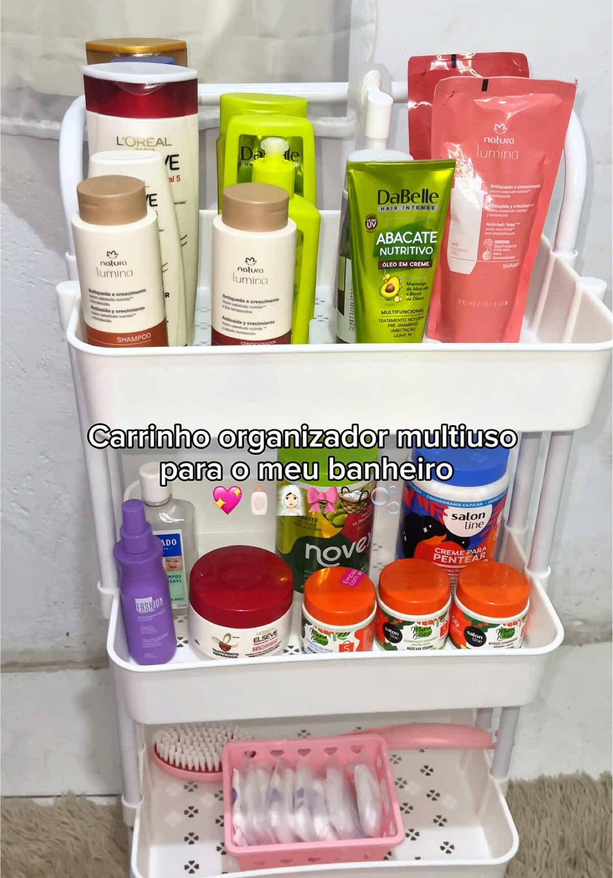 Melhor aquisição que eu já fiz 💖🧖🏻‍♀️🧴🫧 •Compre com desconto pelo Link na tela 🛒 #viral #compra #donadecasa #carrinhoorganizador #naweb #achadinhos #organization #limpieza #tiktokshop 