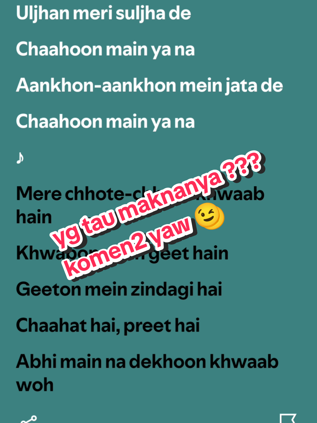 komen2 dong yg tau makna lagunya, gw gk sempat search 😁🤟 #indiasong #bollywoodsong #chahunmainyanaa #bollywood #lovesong #trendingsong #trending #fyp 