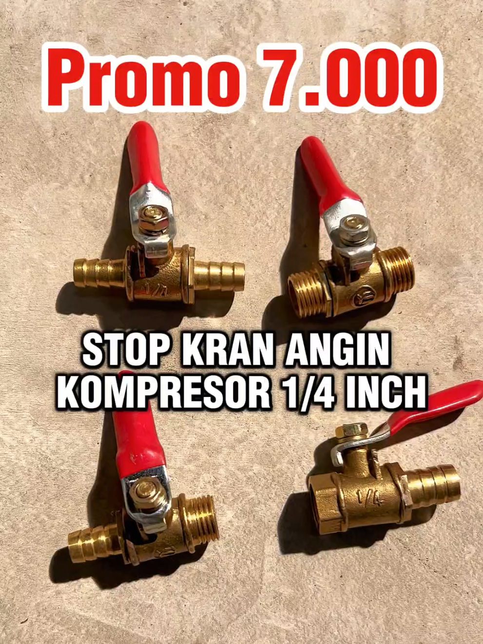 Promo 7 Ribuan, Stop Kran Angin Kompresor ukuran 1/4 inch bahan kuningan.  cek dan beli di keranjang kuning bawah tiktok.  #stopkran  #stopkrananginkompresor  #krankompresor  #rekomendasi  #fyp  #tiktokshop  #promo  #murah 