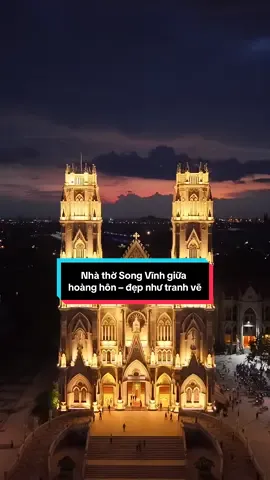Hoàng hôn buông xuống nhà thờ Song Vĩnh – phút giây bình yên nhất ngày #hoanghon #songvinh #nhathosongvinh #flycam #dji #air3s #vedepvietnam 