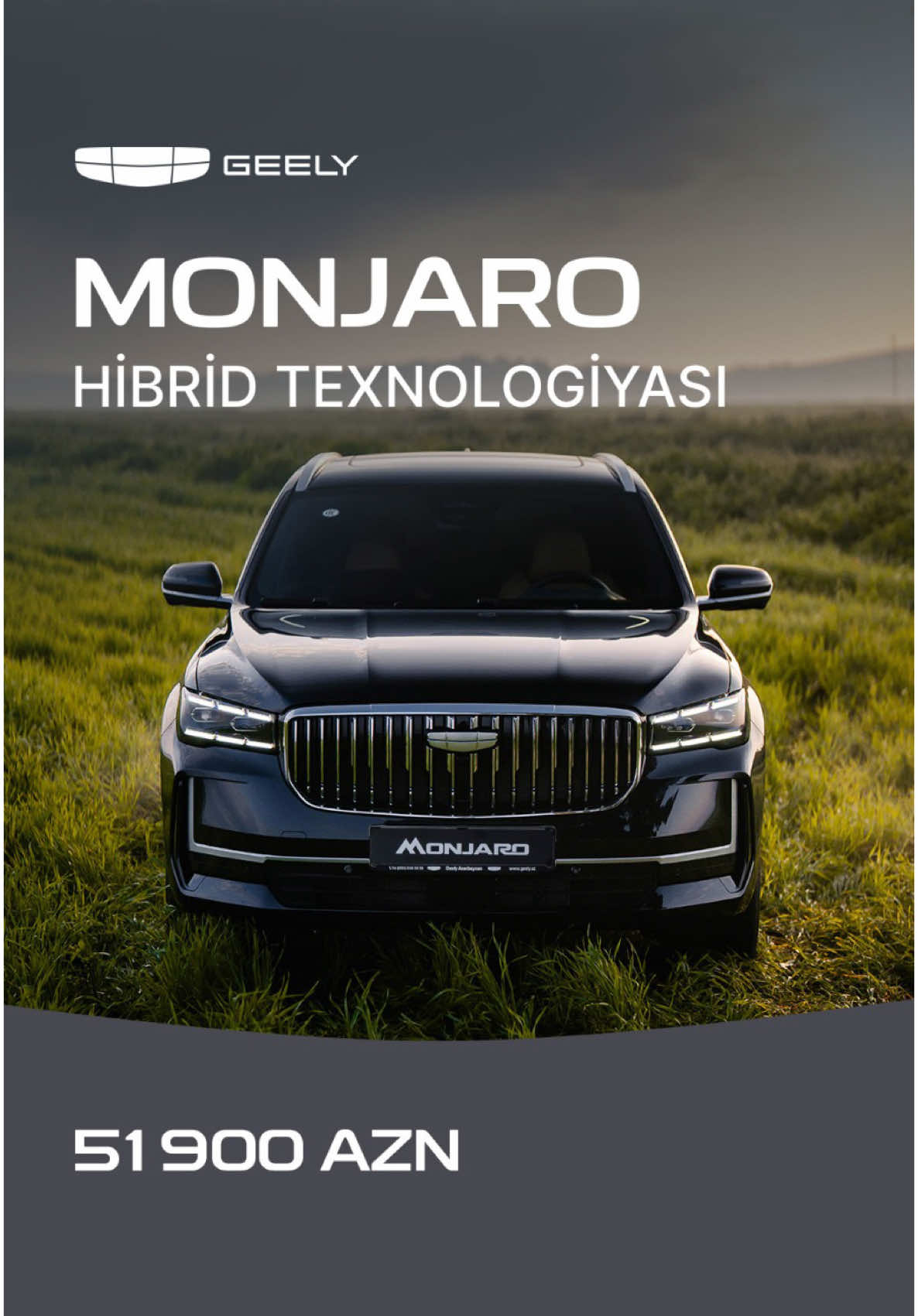 Geely Monjaro hibrid — güc və zərifliyin ahəngi. ⠀ Premium hibrid təcrübəsi ilə hər yol sizi valeh edəcək. Qiymət: 51 900 ₼. — Ətraflı məlumat üçün: 📞 Tel: *2299 📍Ünvan: Babək prospekti, 35A. — #geely #geelyaz #geelyazerbaijan #monjarohibrid 