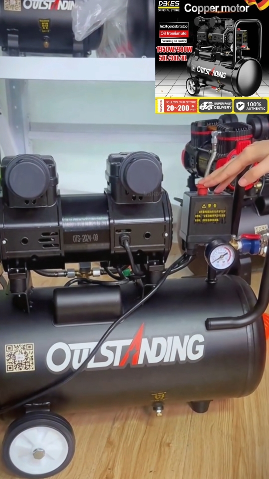Air Compressor 1960W 50 Liters HEAVYDUTY Silent and Oil-Free System with Complete Accesories 100% Pure Copper SUPER SELECT IPT#Air compressor # efficient energy utility # hardware tool #fyp #foryou #tiktokshop #goodthing 