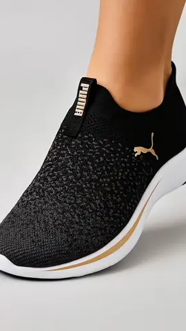 PUMA Sepatu Lari Wanita Softride Remi Slip-on Knit Black-Gold-Cool Dark Gray #puma #pumaindonesia #original #premium #fashion 