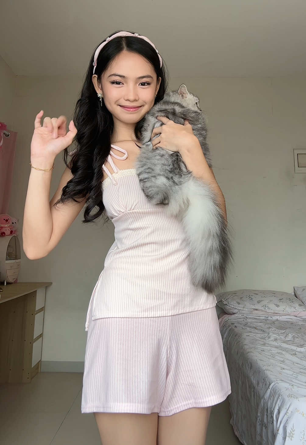 i swear this is my cutest coords tapos ganto kamura omg 😭💗 #cuteoutfit #coords #terno #catsoftiktok #cutesound #pinkoutfit 