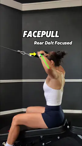 Face pull: how to target your rear delts more effectively keep your forearms more vertical, pull toward your forehead, and avoid retracting your shoulder blades. Pulling too low or forward shifts tension to the traps. #gymtips #shoulders #facepulls #shoulderworkouts #upperbodyworkout #Fitness
