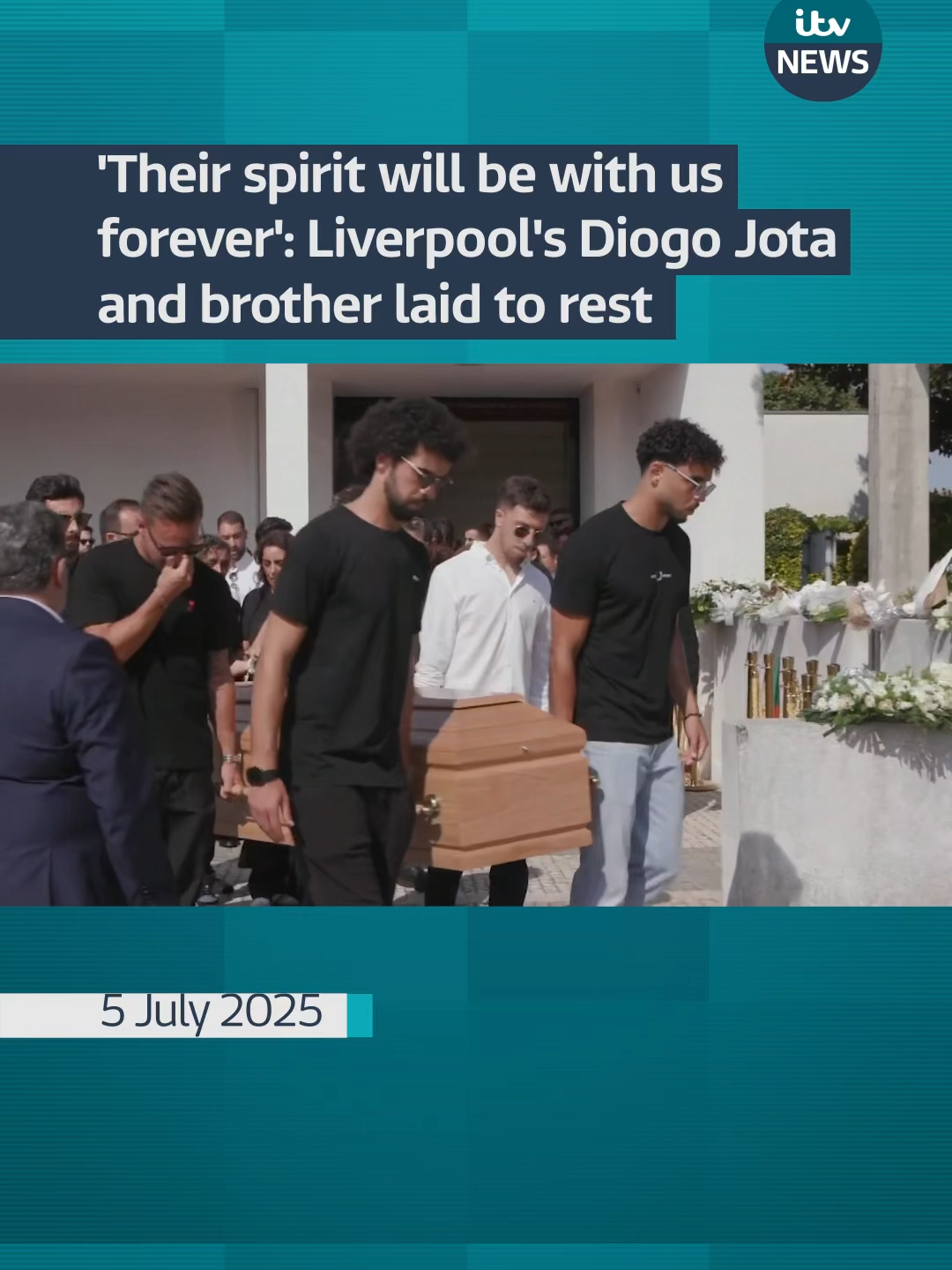 'Their spirit will be with us forever' Liverpool's Diogo Jota and brother laid to rest #itvnews #news