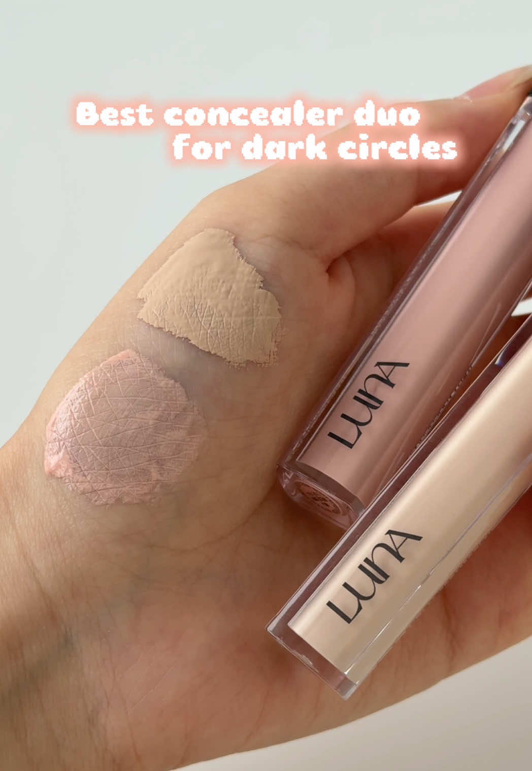 𝗟𝗨𝗡𝗔 | Long-lasting Tip Concealer in 01 Vanilla and Long-lasting Corrector in 03 Salmon Beige  The best concealer duo for dark circles! If you’re struggling with covering up your dark circles, use 03 Salmon Beige first to correct the tone and then 01 Vanilla to cover the darkness. High coverage but doesn’t make you look cakey.  #fyp #foryou #lunaconcealer #루나 #루나컨실러 #kbeauty 