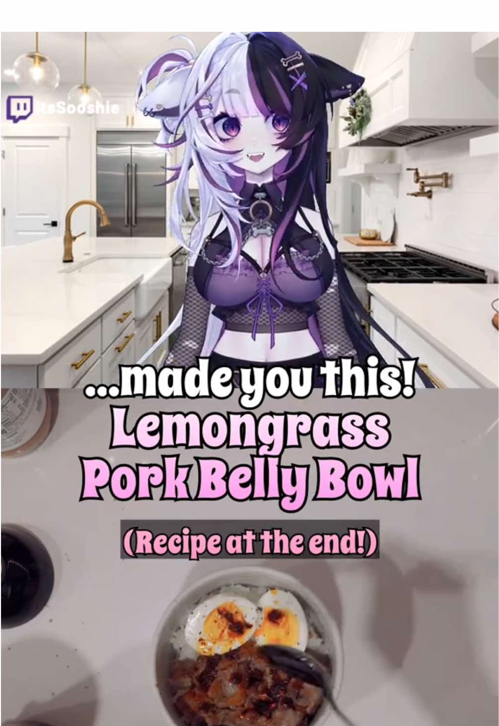 Something super easy to make with all my leftover meat :3 I thought about squeezing a little bit of lime juice or adding a little rice vinegar to add some extra flavor!  Lemongrass Pork Belly Bowl  Servings: 2 - [ ] 1/4 lb of sliced pork belly  - [ ] 1 tbsp soy sauce  - [ ] 1 tbsp brown sugar - [ ] 1 tbsp mirin  - [ ] 1/2 tsp of fish sauce  - [ ] 1 tbsp Ginger (grated with juices) - [ ] Lemongrass (1 tbsp) - [ ] 2 cloves of garlic 1. Prepare aromatics. Mince garlic, grate ginger. Remove outer layer of lemongrass stalk and smash and mince inner portion if necessary. (I had a lot of extra lemongrass paste so I decided to use that) 2. Combine soy sauce, brown sugar, mirin, fish sauce, ginger juice and aromatics.  3. Slice pork belly into small pieces. 4. Heat pan on medium low heat. Fry pork belly till light golden brown.  5. Remove pork belly and set aside on a paper towel.  6. Blot pan with paper toil to remove excess oil.  7. Lower heat and pour prepared sauce into sauce pan. Scraping all the crispy bits on the pan into the sauce. Heat sauce till sauce thickens. Toss pork belly back and coat evenly.  8. Serve with rice, veggies, etc.  #cooking #recipes #vtuber #cookingasmr #fyp #FoodTok 