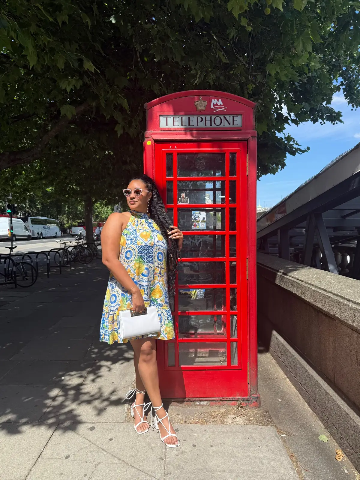 Euro summer 2025, first stop London! #londontiktok #traveltok #tjmaxxfinds #phonebooth #europeansummer #locstyles #blackwomentravel 
