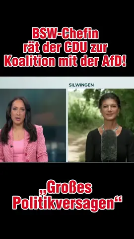 BSW-Chefin Sahra Wagenknecht betont in einem Interview, dass es keine Gespräche mit der AfD auf Bundesebene gebe und eine Zusammenarbeit ausgeschlossen sei. Dennoch kritisiert sie die politische Ausgrenzung der AfD als undemokratisch und warnt vor den Folgen für die Demokratie. Sie rät der CDU zur Koalition mit der AfD, solange die AfD sie überhaupt noch braucht. #bsw #afd #cdu #sahrawagenknecht #koalition 