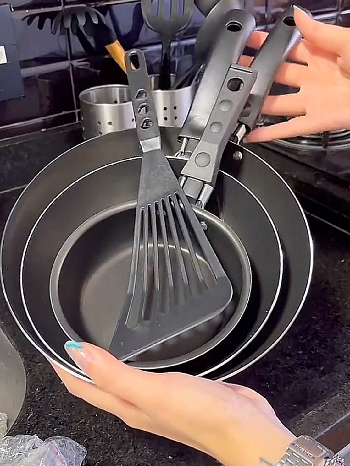 Conjunto De Frigideiras 3 Peças Antiaderente Techflon #panela  #frigideiras #cozinha #utensiliosdecasa