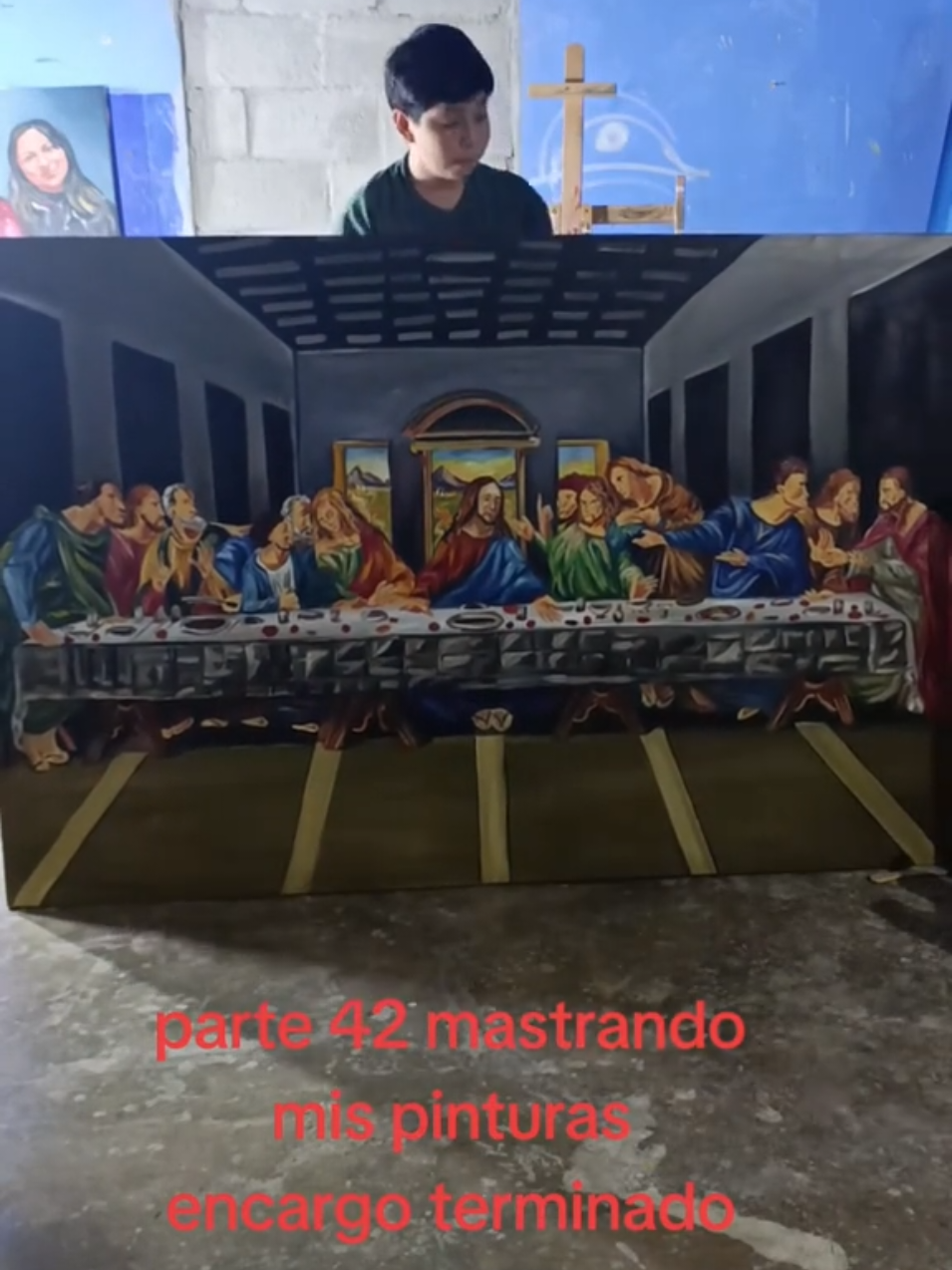oleo sobre lienzo de 1.2x1.8m#oleo #winsorandnewton #laultimacena #pintor #holaa #mostrandomispinturas #artistsoftiktok 