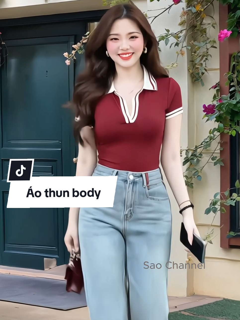 Áo thun nữ phối dáng ôm kẻ viền cổ và tay áo tôn dáng, nữ tính xinh xắn ạ #aoxinh #aothunnu #aothunbody #aosomi #TikTokThoiTrend #macdepmoingay #xuhuong #saochannel 
