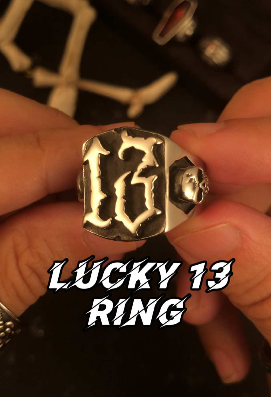 Lucky 13 Ring #lucky13 #ring #menring #skullring #vintagering #vintagefashion #gothicring #bikerring #punk #rock #stainlesssteelring 