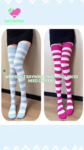 WHY DON'T KAYHOMA THIGH HIGH SOCKS NEED GARTERS?#thighs #socks #fashion #extra long#striped#cotton 
