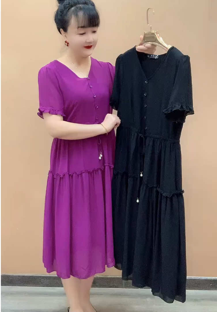 여름 신상품 루즈 캐주얼 슬림 드로스트링 드레스#tiktok #fyp #매칭 #새로운 