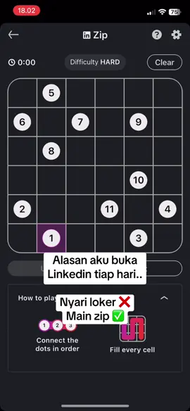 Kecanduan main Zip by Linkedin. Tapi kalo ada info loker freelance ui/ux bolehlaaaan 😂 #linkedin #linkedingames #uiuxdesign 