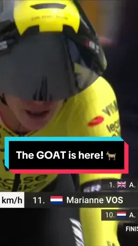 The GOAT is here! 🐐 Marianne Vos finishes her time trial with a respectable time, but can't top Anna Henderson who leads the way 🙌 #goat #giroditaliawomen #mariannevos 